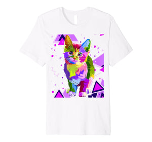 70s 80s Party Trippy Cat Premium T-Shirt