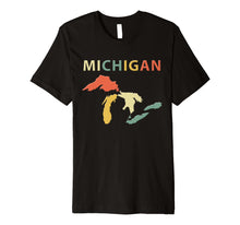 Load image into Gallery viewer, Michigan Great Lakes Shirt. Retro Vintage Colors T-Shirt Tee
