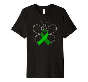 Butterfly Green Ribbon Kidney Disease Awareness Shirt Women