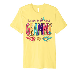 Blessed To Be Called Grammy Flower T-Shirt Funny Grammy Gift Premium T-Shirt