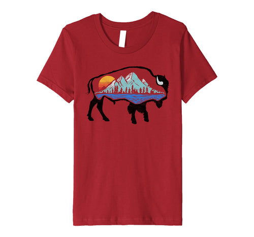 Vintage National Park Bison Landscape - Buffalo Art T-Shirt
