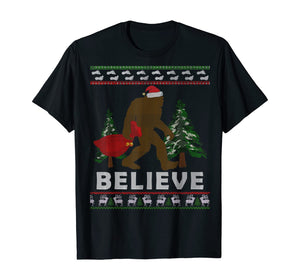 Christmas Sasquatch Santa Bigfoot Believe Yeti Xmas Gift Tee T-Shirt