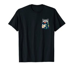 Cute Cat Faux Fake Pocket T-Shirt For Girls, Women and Men