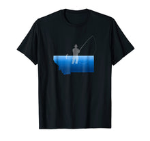 Load image into Gallery viewer, Montana State Fishing Tee with State Outline
