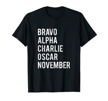 Load image into Gallery viewer, Bacon Military Alphabet T-Shirt Bacon Lover Distressed Gift
