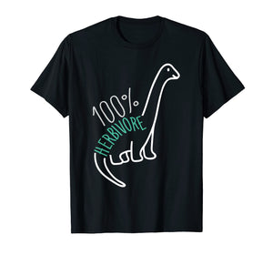 100% Herbivore Vegan Tee - Funny Cute Dinosaur Vegan T Shirt