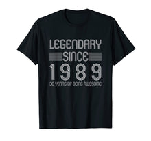 Load image into Gallery viewer, 30th Birthday T Shirt - 30 Years Of Being Awesome Since 1989
