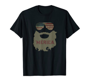'Merica Patriotic Beard Sunglasses Flag T-shirt