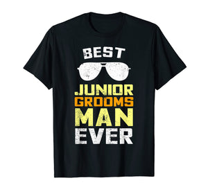 Kids Best Junior Groomsman Wedding Party Sunglasses T-shirt