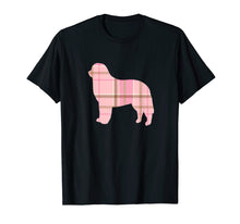 Load image into Gallery viewer, Bernese Mountain Dog Pink Plaid Dog Silhouette T-Shirt v2

