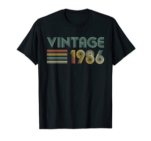 Retro Vintage 1986 TShirt 33rd Birthday Gifts 33 Years Old