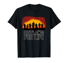 Load image into Gallery viewer, Outlaws For Life Tshirt Red Sunset Cowboys Redemptions RDR2
