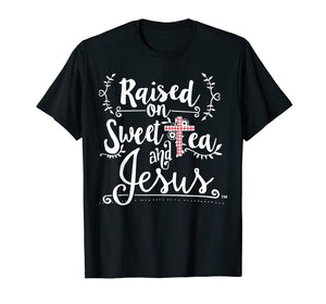 Raised on Sweet Tea & Jesus - Jesus Surfed Christian T-Shirt