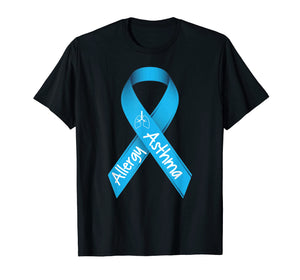 Asthma and Allergies Light Blue Awareness Ribbon T Shirt