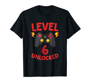 Level 6 Unlocked - Funny 6 Year Old Gamer Birthday Shirt