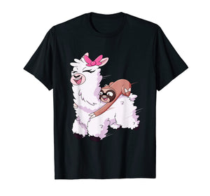 Sloth Riding Llama T-Shirt Cute Tee
