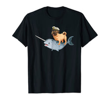 Load image into Gallery viewer, Captain Pug riding a Narwhal T-shirt Funny Pug Shirt
