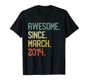 Born in March 2014 T-Shirt Vintage 5th Birthday Him Her