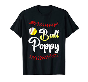 Ball Poppy Love Softball Baseball Player T-Shirt