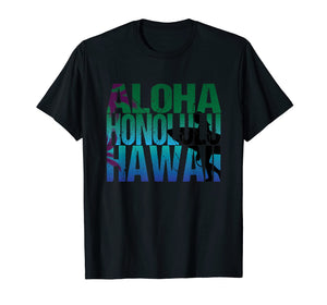 ALOHA HONOLULU HAWAII T-Shirt Surfer Island USA Gift Idea
