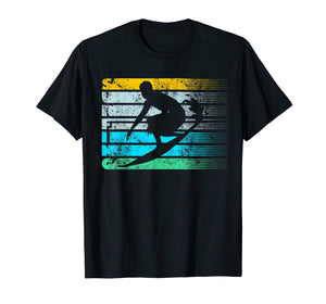Cool Surfing Vintage Retro Silhouette Distressed Tee Shirt
