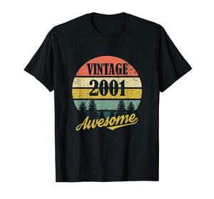 Retro Vintage 2001 TShirt 18th Birthday Gifts 18 Years Old