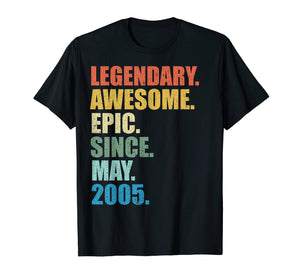 Legendary Awesome Epic Since May 2005 14 Years Old Tshirt