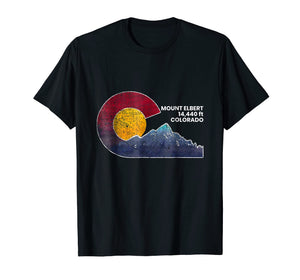 Mt Elbert Colorado Shirt with Flag Themed Mountain Scenery