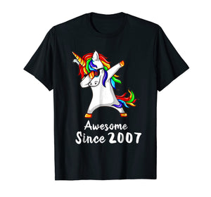 11 Years Old 11th Birthday Unicorn Dabbing Shirt 2007 Gift