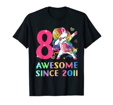Load image into Gallery viewer, 8 Years Old 8th Birthday Unicorn Dabbing Shirt Girl Party
