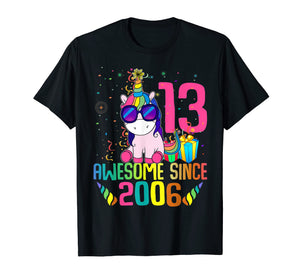 13 Years Old 13th Birthday Unicorn Shirt Girl Daughter Gift