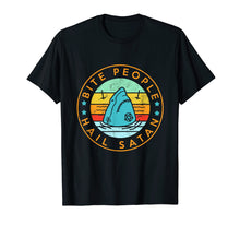 Load image into Gallery viewer, Bite People Hail Satan Shark Retro Vintage T-Shirt
