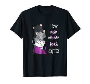 Kawaii Cat Pile Anime T-shirt - Asexual Pride Flag Kittens