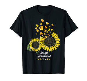 Autism Mom Dad Shirt Gifts Sunflower Autism Puzzle Piece