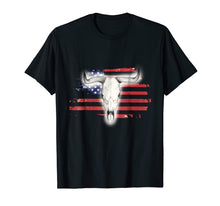 Load image into Gallery viewer, Patriotic Flag Shirt Western Style Bull Cow Skull Tshirt
