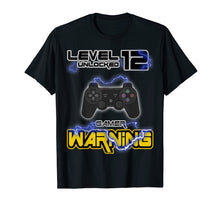 Load image into Gallery viewer, Level 12 Unlocked T-Shirt Video Gamer 12th Birthday Gift
