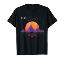 Load image into Gallery viewer, cyberpunk outrun synthwave sunset fast car aesthetic t shirt
