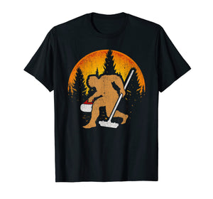 Curling Bigfoot T-Shirt, Funny Cute Winter Sport Gift Idea