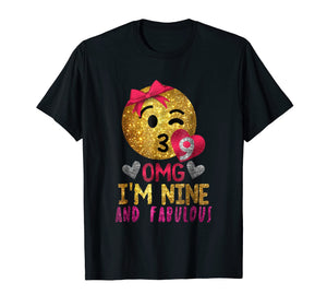 9th Birthday Shirt For Girls - OMG! I'm Nine and Fabulous