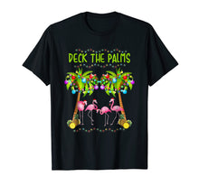 Load image into Gallery viewer, Deck the Palms Merry Flamingo Christmas T-shirt | funny tees
