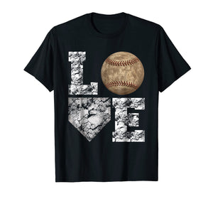Baseball Distressed Ball T-Shirt Cute Dad Mom Love Tee