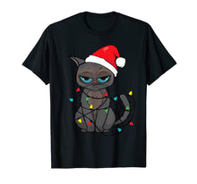 Load image into Gallery viewer, Christmas Cat Shirt | Funny Santa Hat &amp; Xmas Lights Cat Gift T-Shirt
