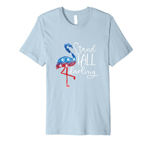 4th Of July Flamingo Shirt Women Girls American Flag Gift