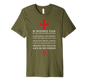 Mens Crusader Knight | Knights Templar Code T Shirt | Holy Cross