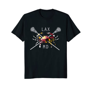 Boys Lacrosse Shirt Sticks Crossed Crab LAX Maryland Flag