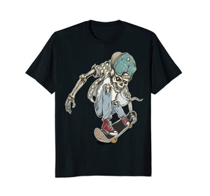 Skateboard Extreme Sports Skaters Skull Skeleton T- Shirt