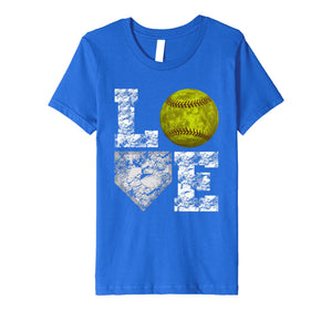 Softball Distressed Ball T-Shirt Cute Mom Love Tee
