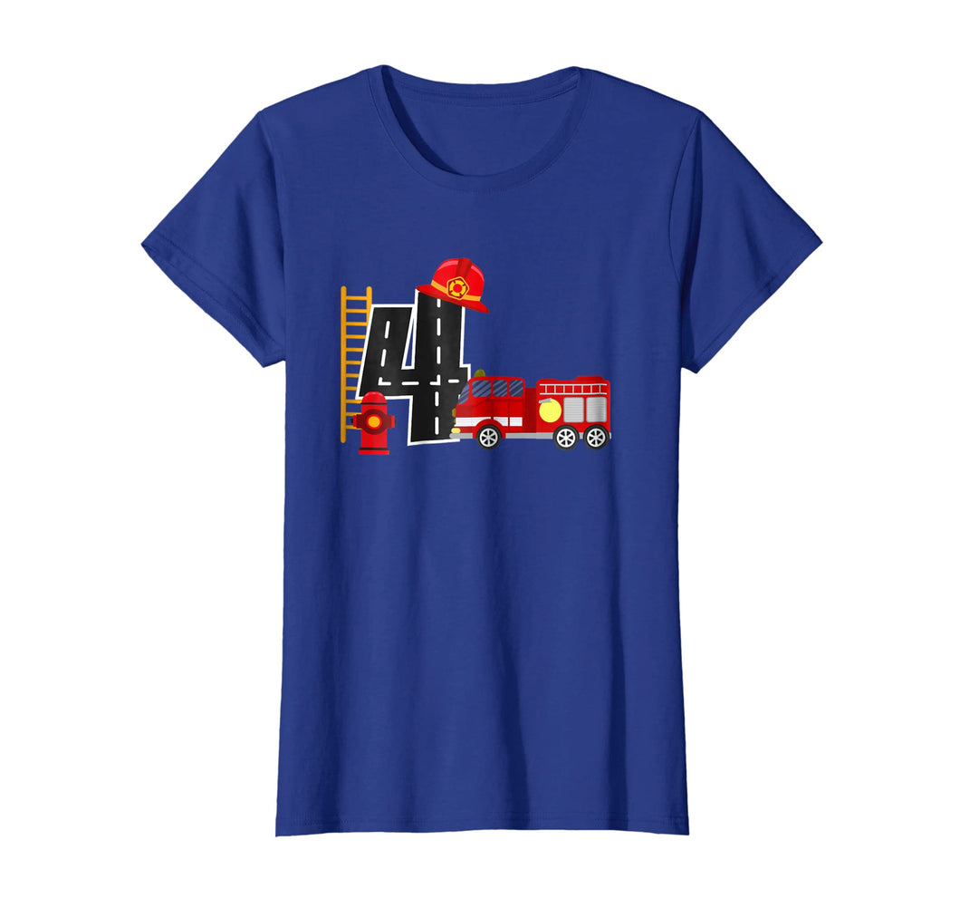 Boy's 4 Year Old Fire Truck Birthday Tee
