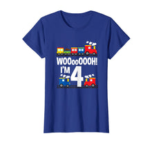 Load image into Gallery viewer, Boys WOOooOOOH! I&#39;m 4 Trains Birthday T-Shirt for Toddlers
