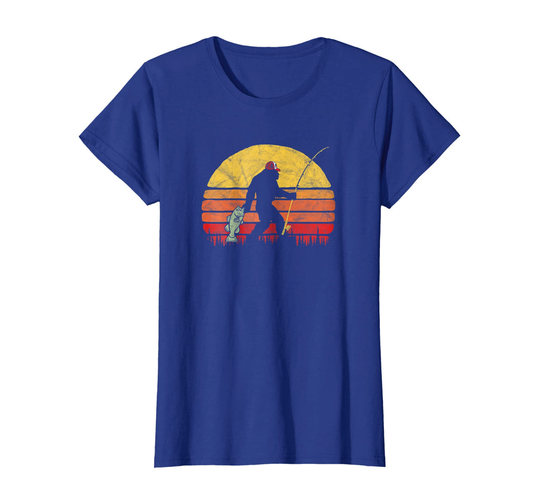 Bass Fishing Funny Bigfoot in Trucker Hat Retro T-Shirt